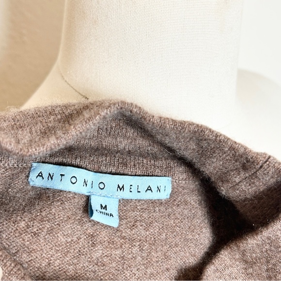 ANTONIO MELANI 100% Cashmere Taupe Turtle Neck Sweater Blouse Size M - Picture 5 of 6